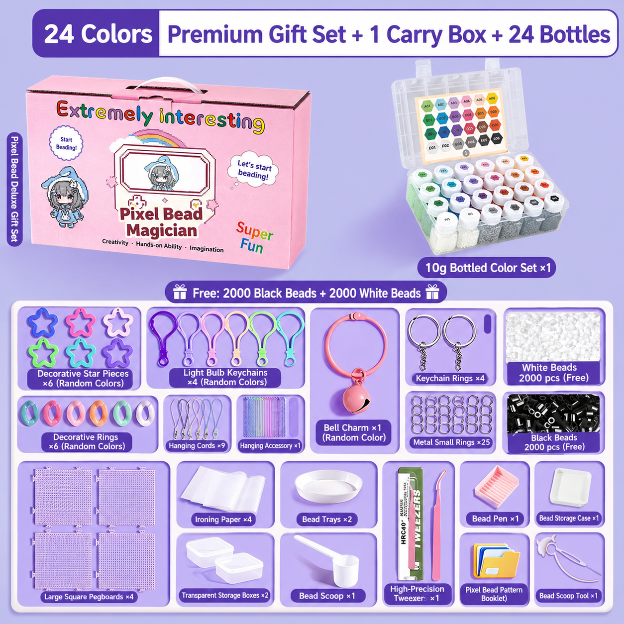 Bottled bean set 264 colors full set of fuse beads kit package