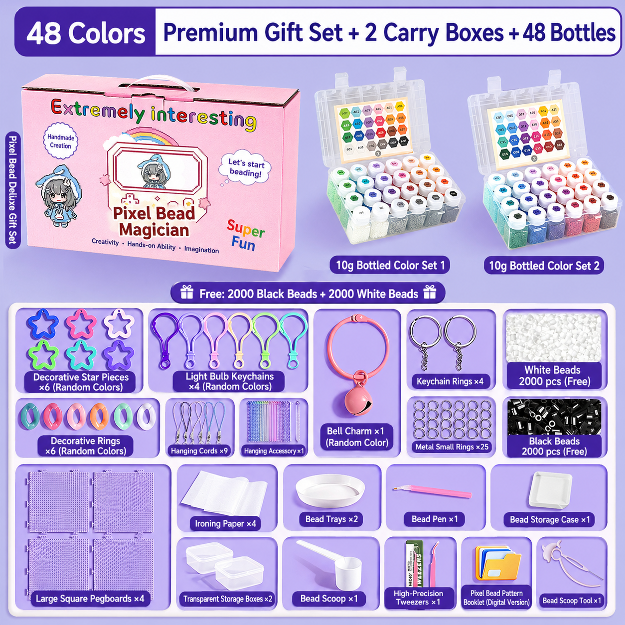 Bottled bean set 264 colors full set of fuse beads kit package
