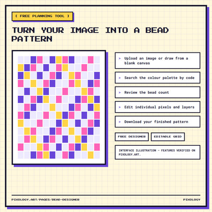 Create a bead pattern with the free Pixology Designer for the 221-colour kit