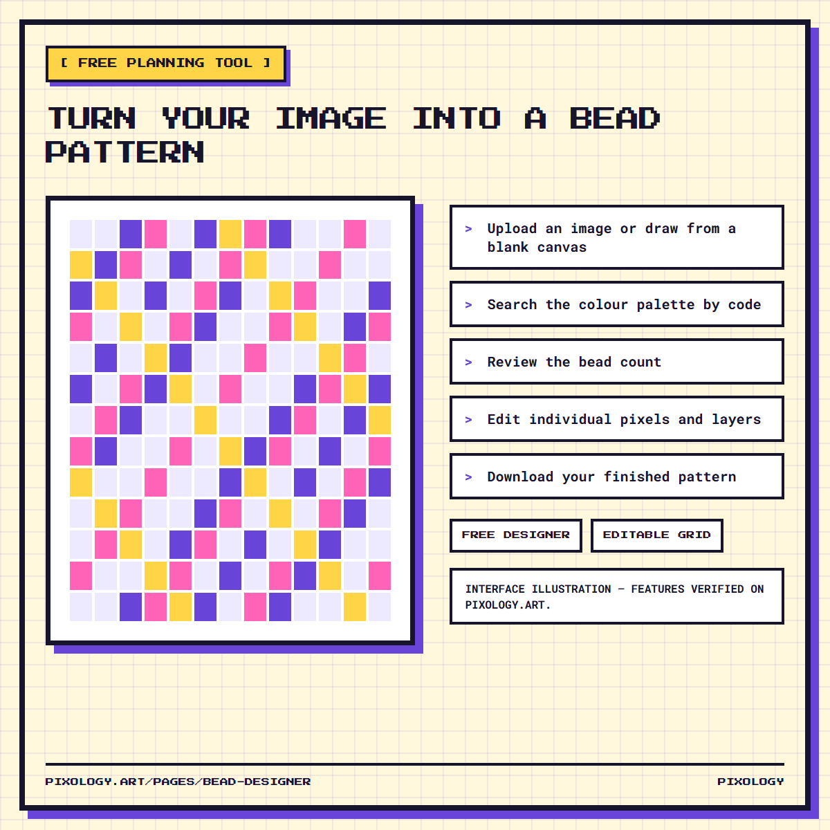 Create a bead pattern with the free Pixology Designer for the 120-colour kit