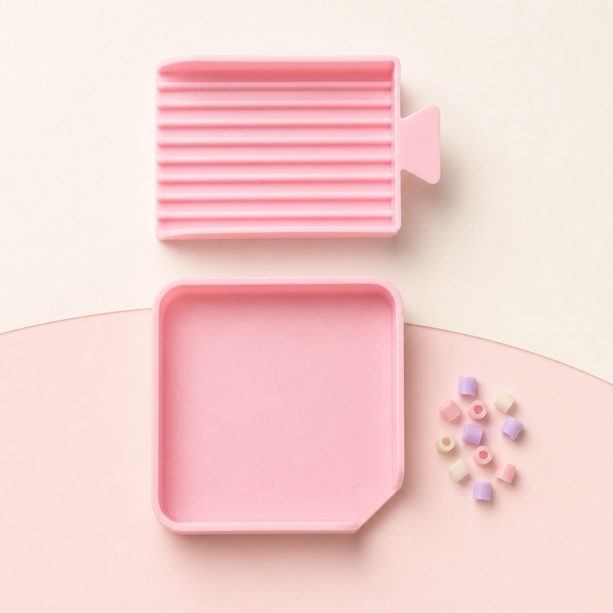 Pixology pink sorting tray and ridged scoop for mini fuse beads