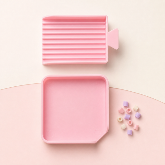 Pixology pink sorting tray and ridged scoop for mini fuse beads