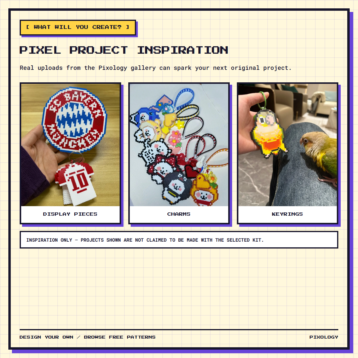 Mini fuse bead project inspiration for Pixology 48-colour kit makers
