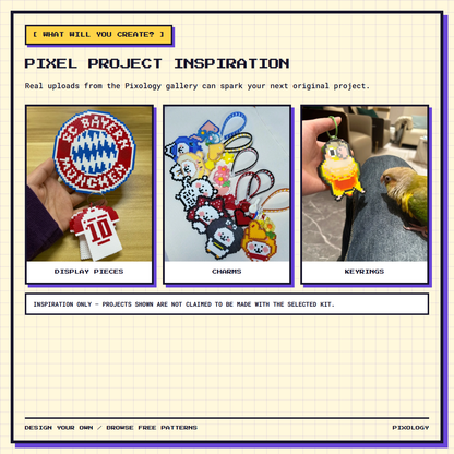 Mini fuse bead project inspiration for Pixology 48-colour kit makers
